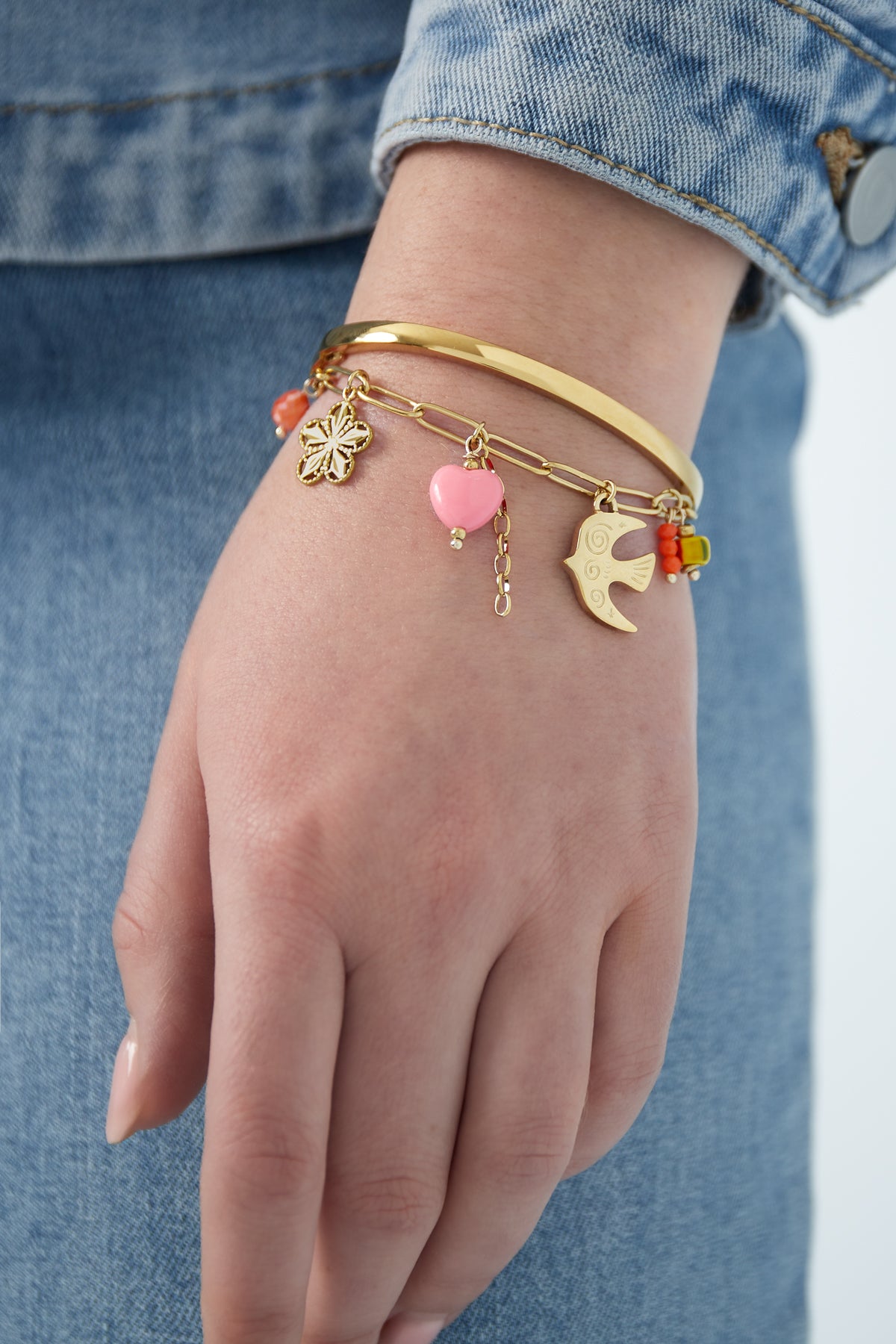 Bracelet à breloques pour femme en acier inoxydable 304 – couleur or – photo 2