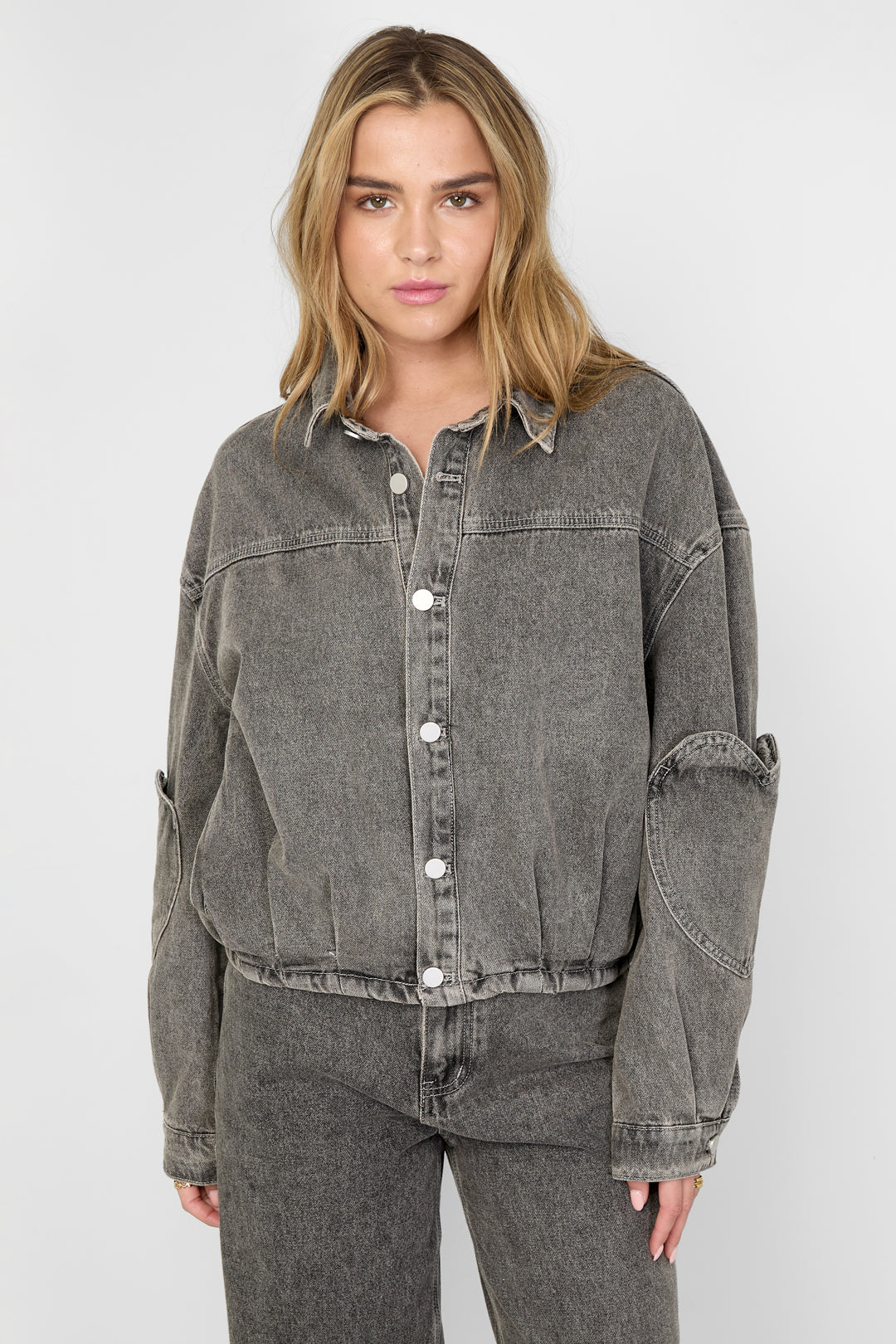 Dames Heartless denimjack van katoen met hartjes – productfoto 4