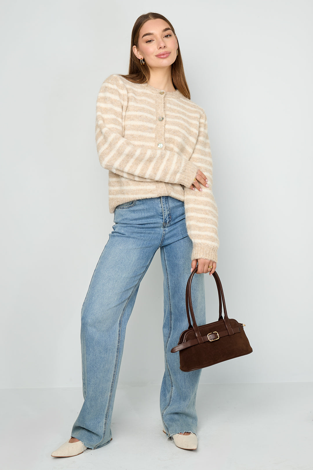 Gestreept gebreid damesvest – productfoto 7