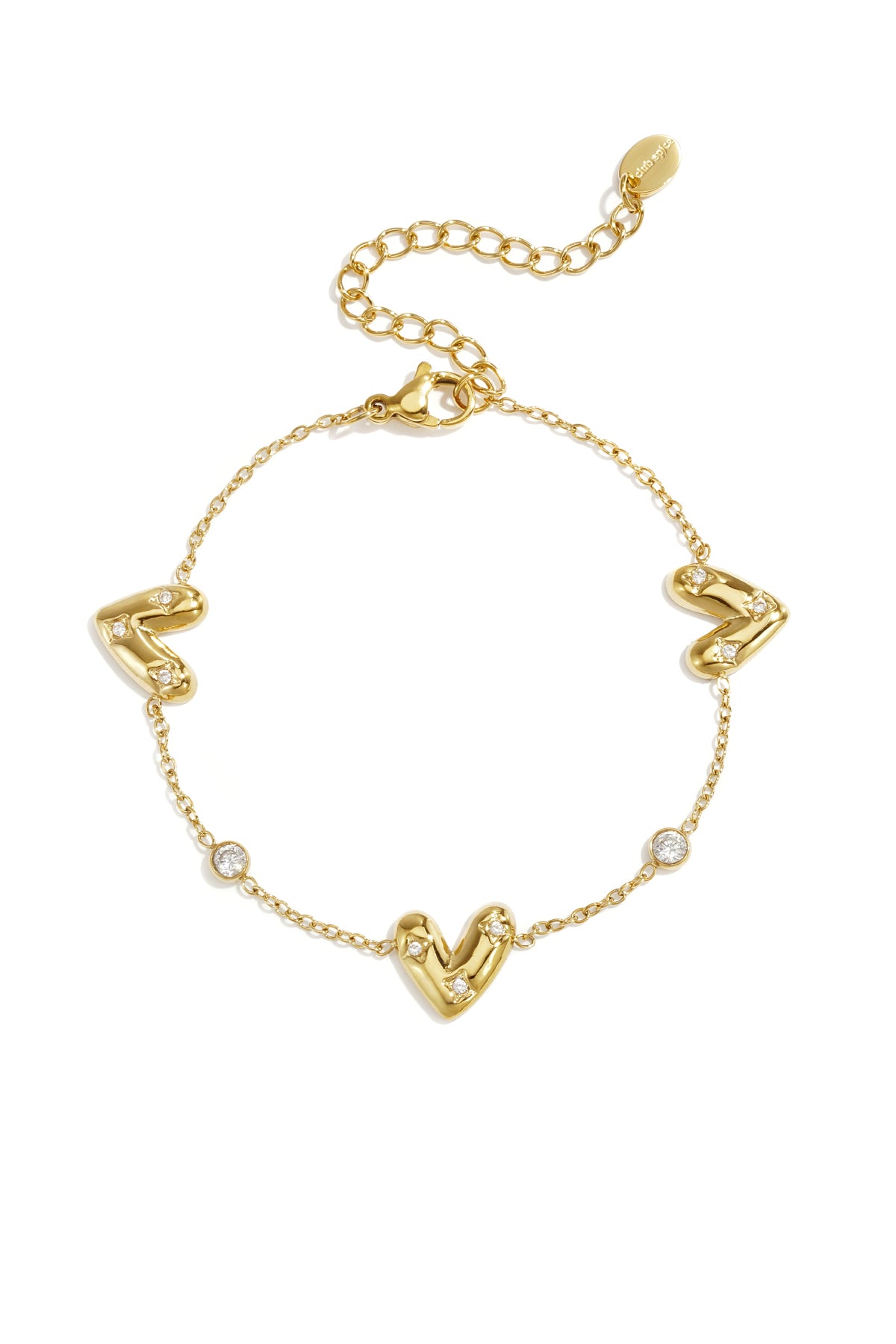Women's stainless steel charm bracelet with heart shape - gold and silver colored