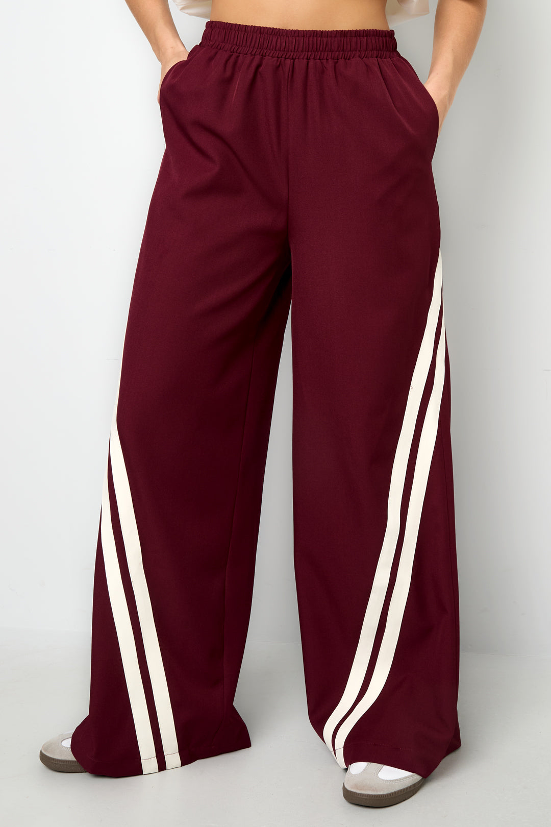 Dames sportieve gestreepte broek van polyester – productfoto 3