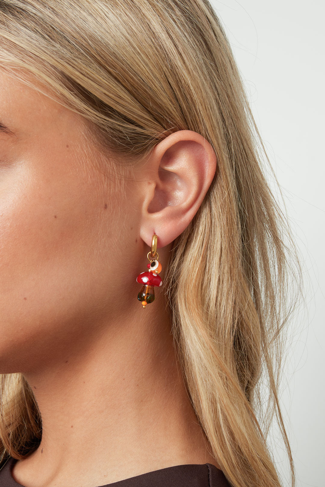 Boucles d'oreilles pendantes femme en acier inoxydable, perle, cristal motif végétal – couleur or – photo 2
