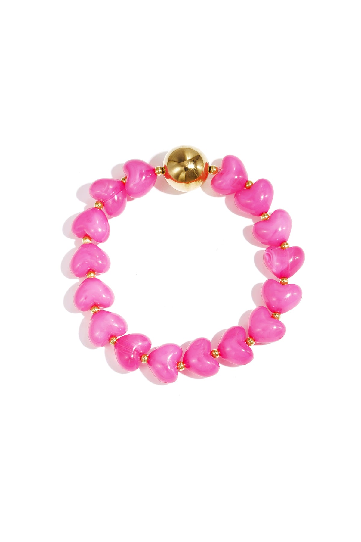 Women's acrylic beaded bracelet with heart charm – multiple colors