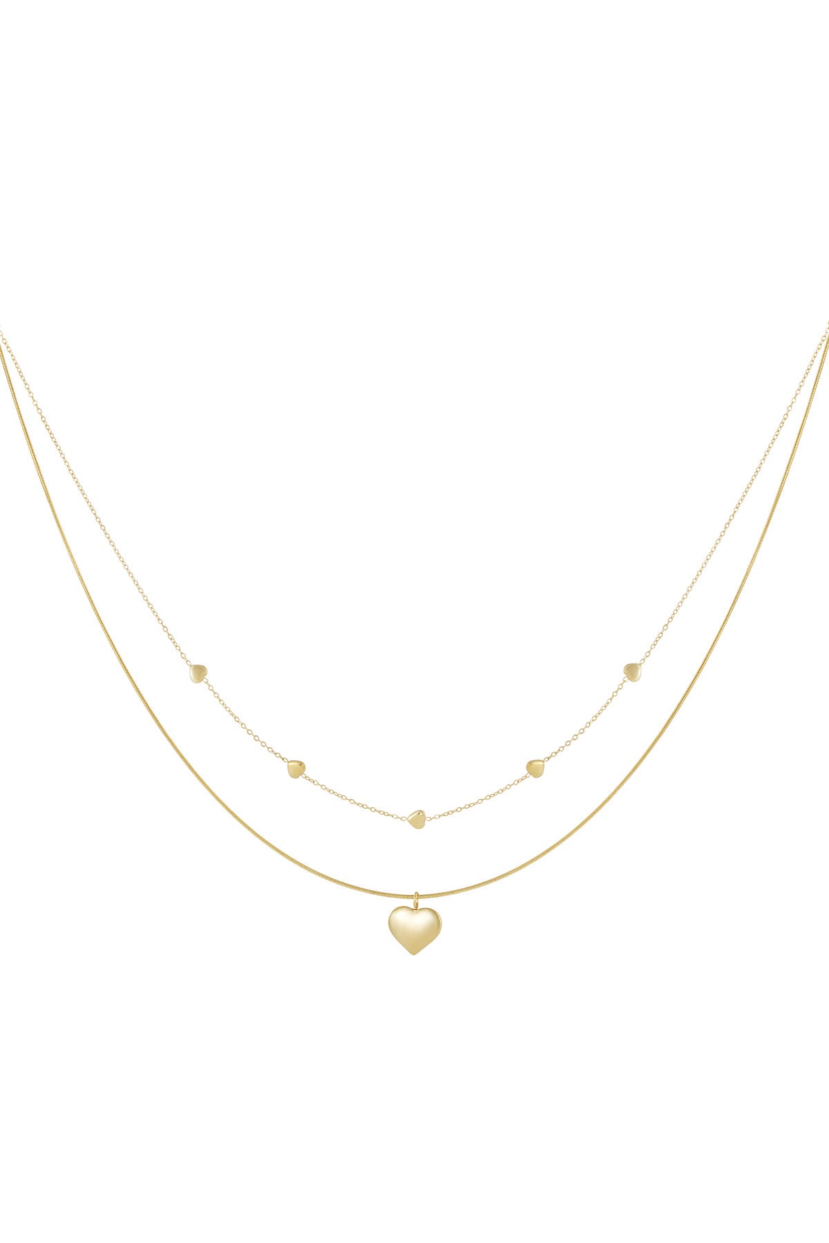 Collier à plusieurs niveaux pour femme en acier inoxydable 304 avec pendentif cœur – doré et argenté