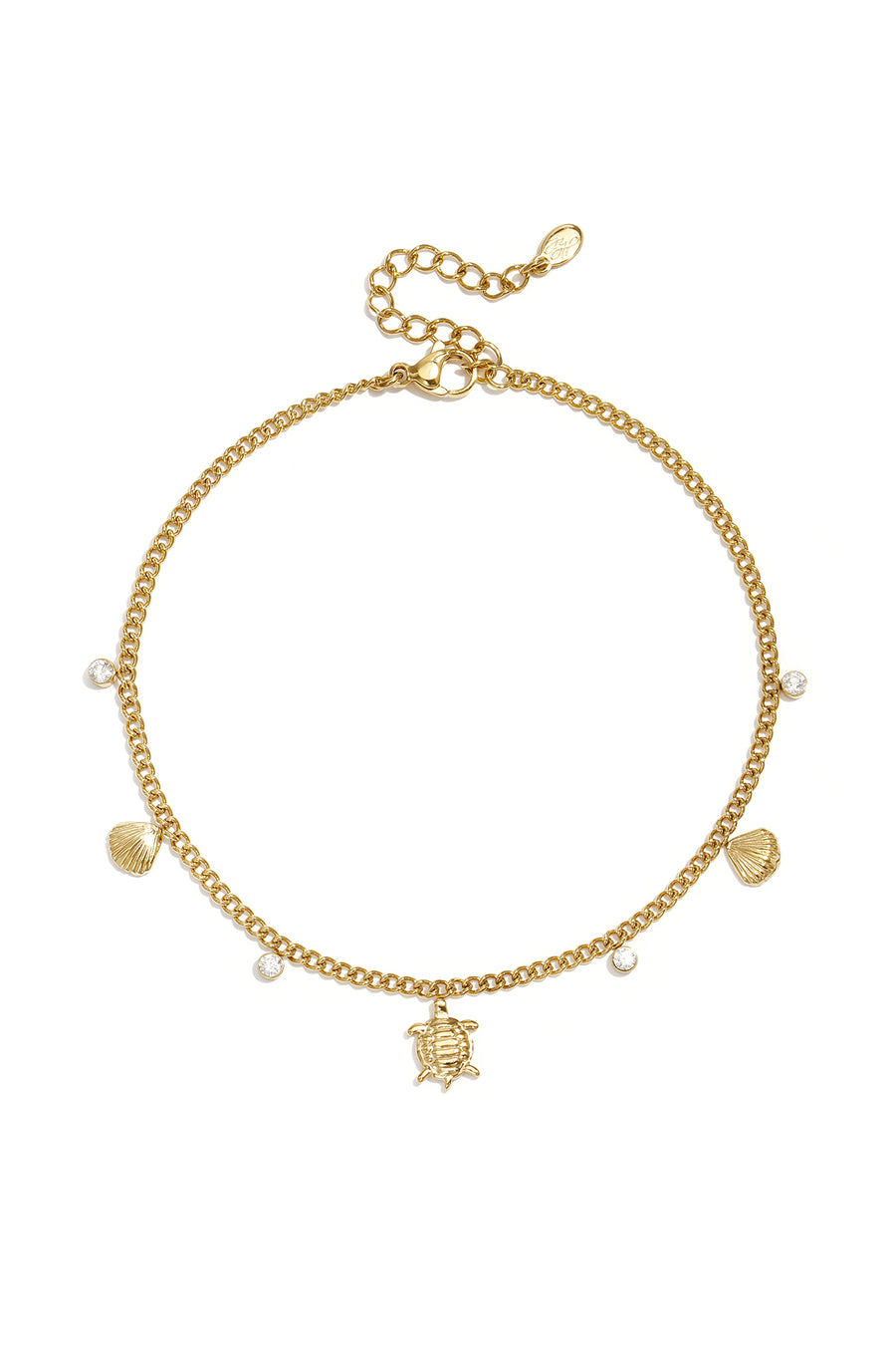 Bracelet de cheville pour femmes en acier inoxydable avec détails océaniques et motif coquillage