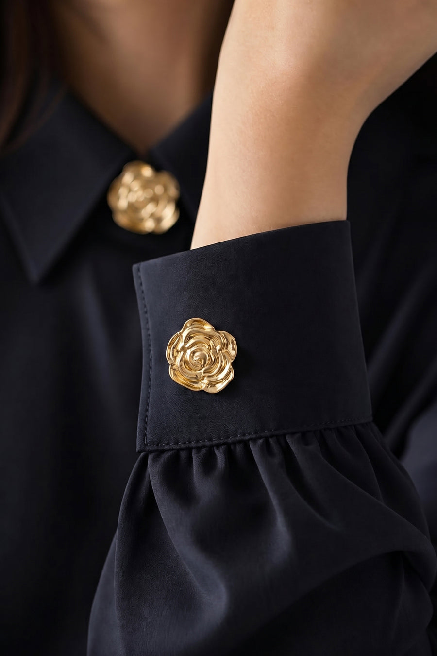Manchetknopen met bloemmotief, casual, roestvrij staal, dagelijkse accessoires