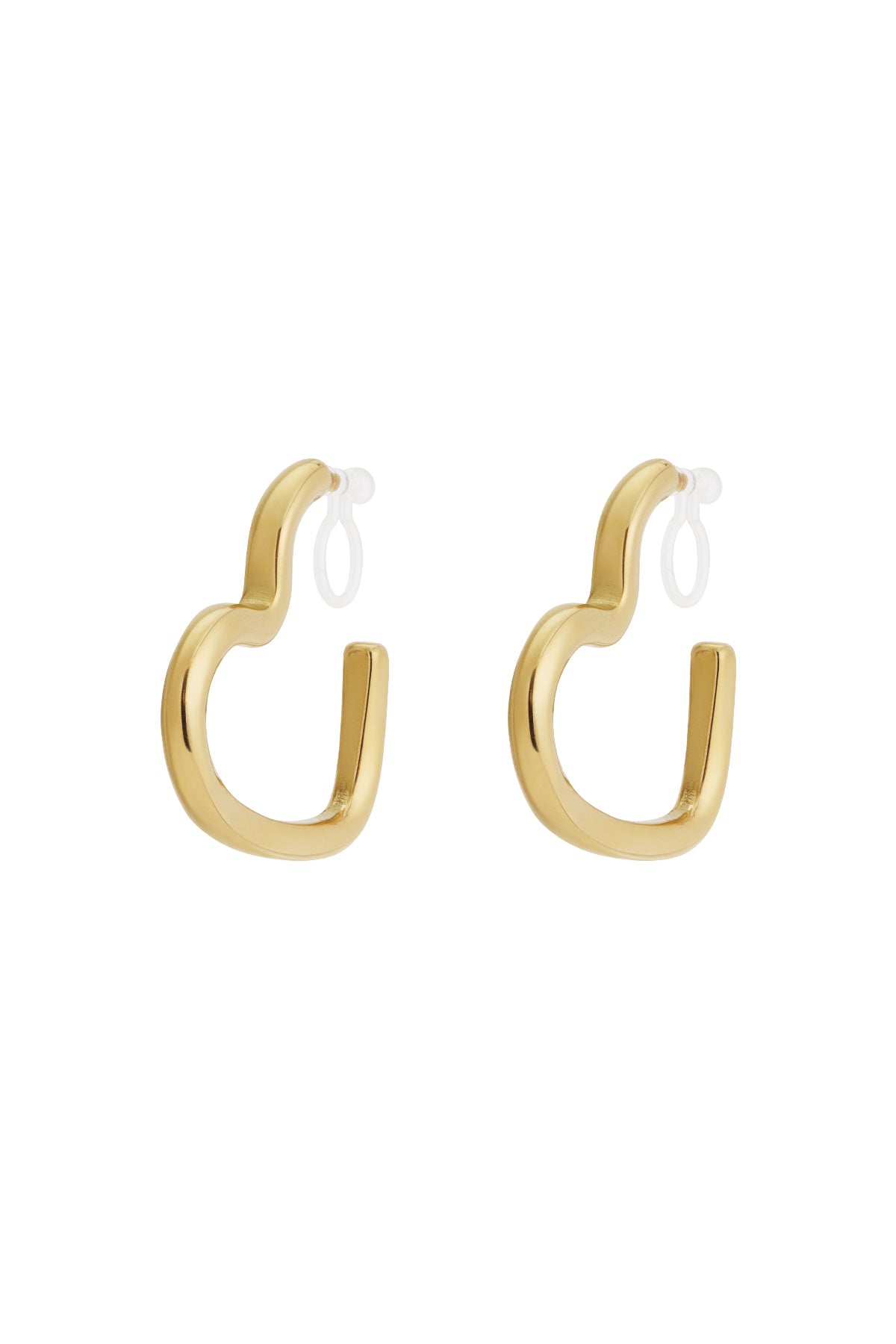 Boucles d'oreilles clips pour femme en acier inoxydable avec cœur - couleur or et couleur argent