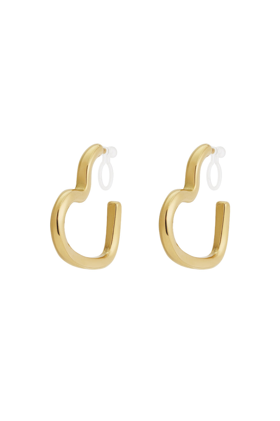 Boucles d'oreilles clips pour femme en acier inoxydable avec cœur - couleur or et couleur argent