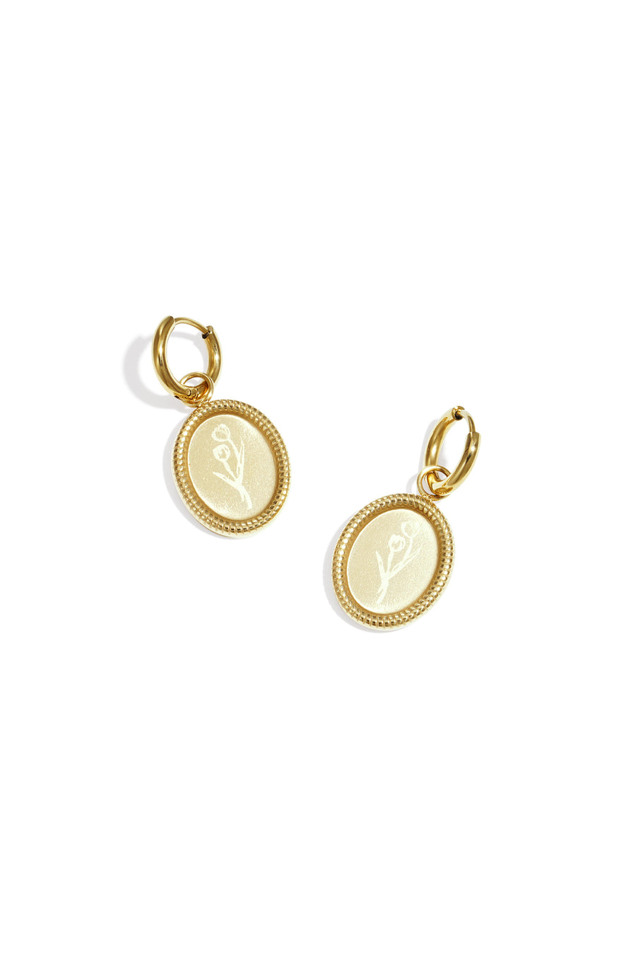 Boucles d'oreilles pendantes en acier inoxydable pour femmes motif floral – doré