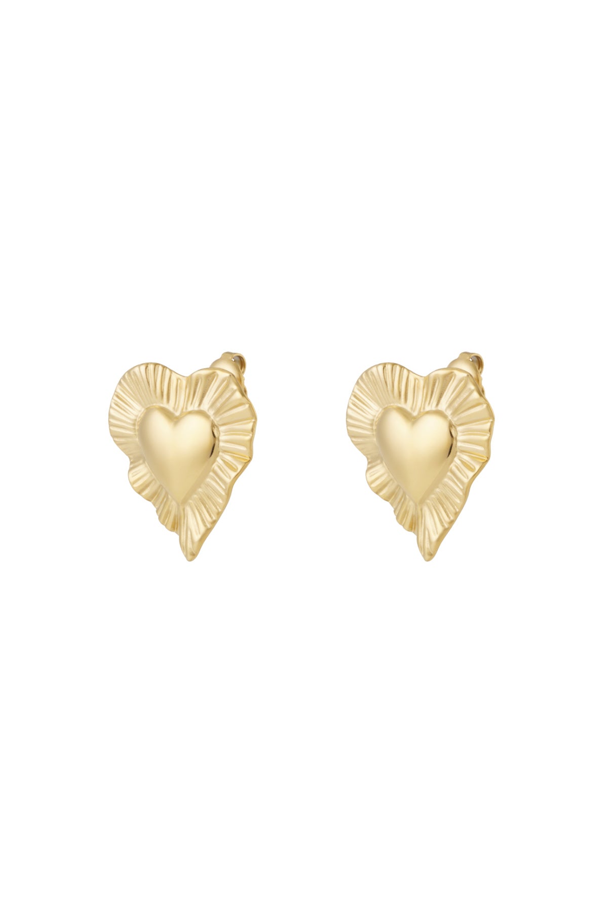 Puces d'oreilles pour femmes en acier inoxydable 304 avec cœur – couleur or