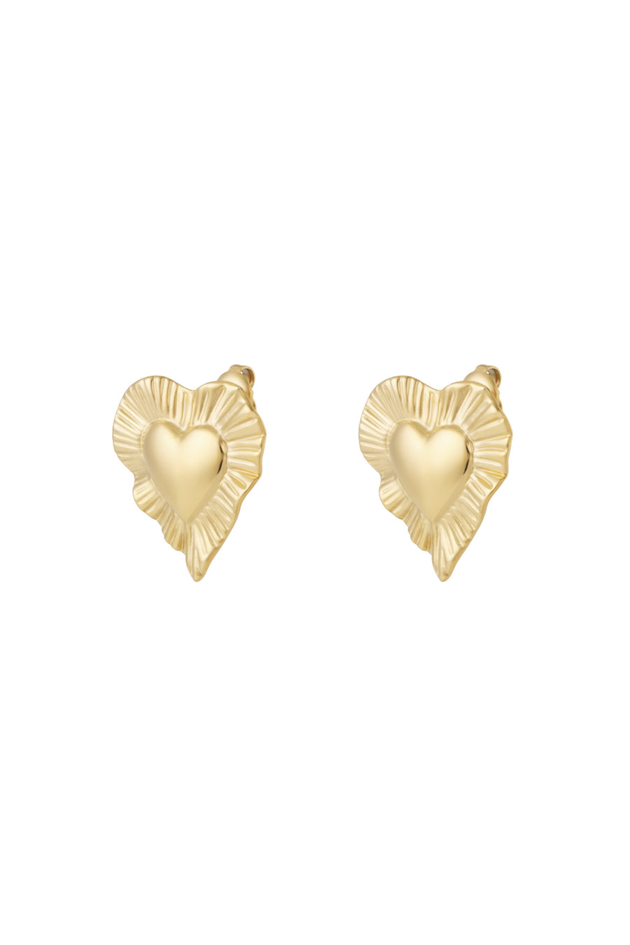 Puces d'oreilles pour femmes en acier inoxydable 304 avec cœur – couleur or