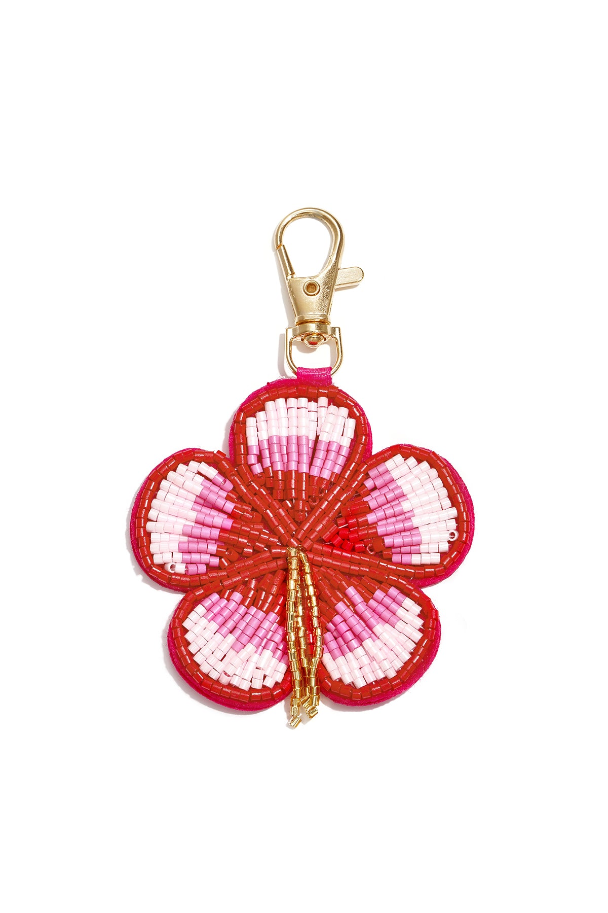 Support de sac en verre, alliage métallique avec motif floral – rouge et rose