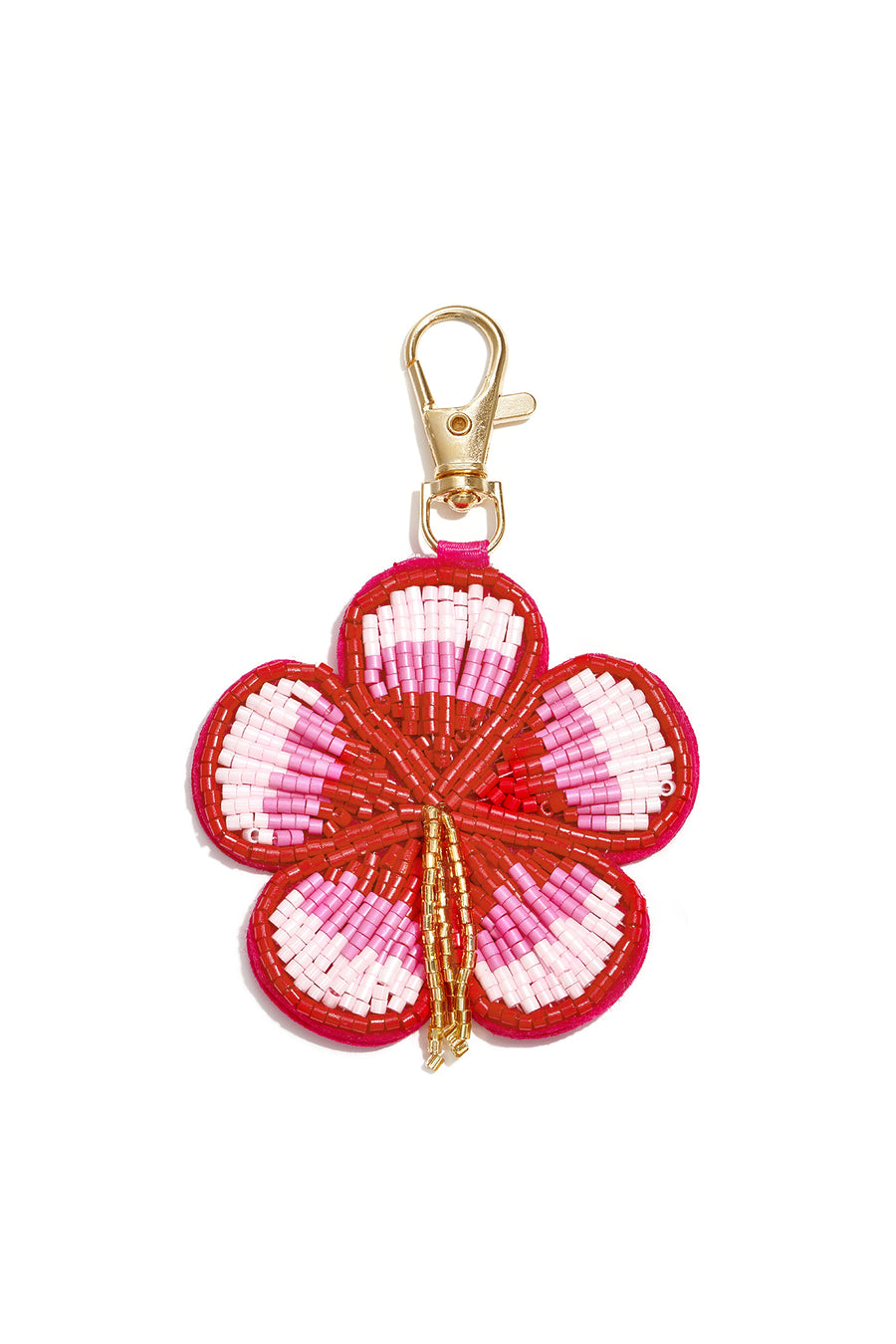 Support de sac en verre, alliage métallique avec motif floral – rouge et rose