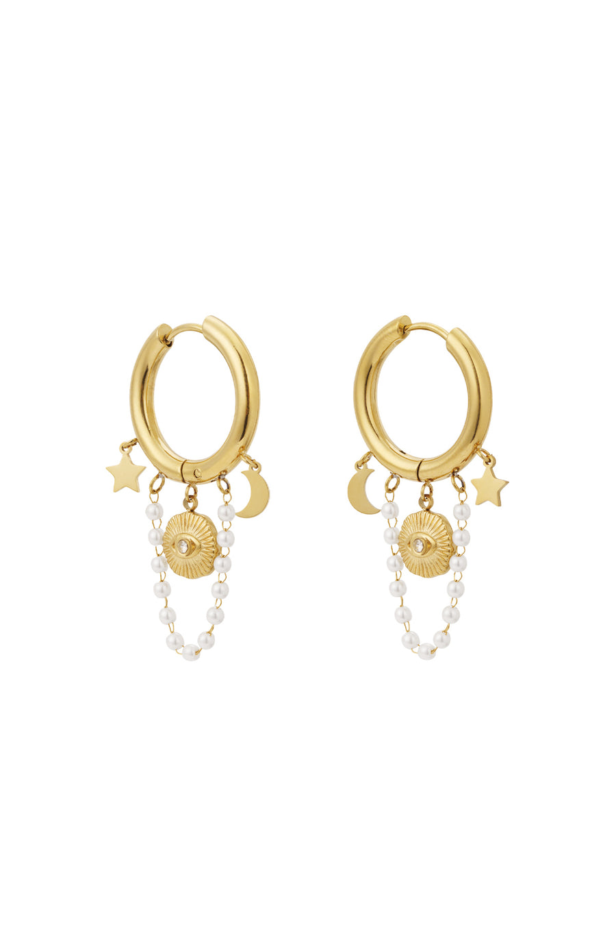 Boucles d'oreilles pendantes pour femmes en acier inoxydable 304, strass, fausse perle et motif soleil