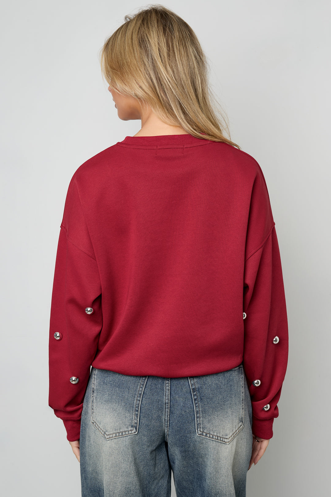 Dames gebreide katoenen trui met studs – productfoto 8