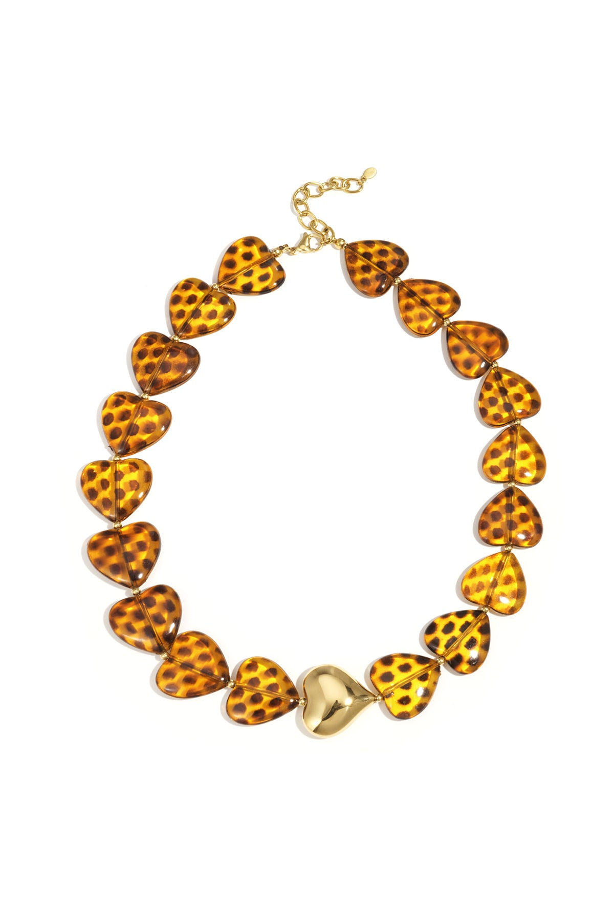 Women's acrylic beaded necklace with heart shape – brown – retro