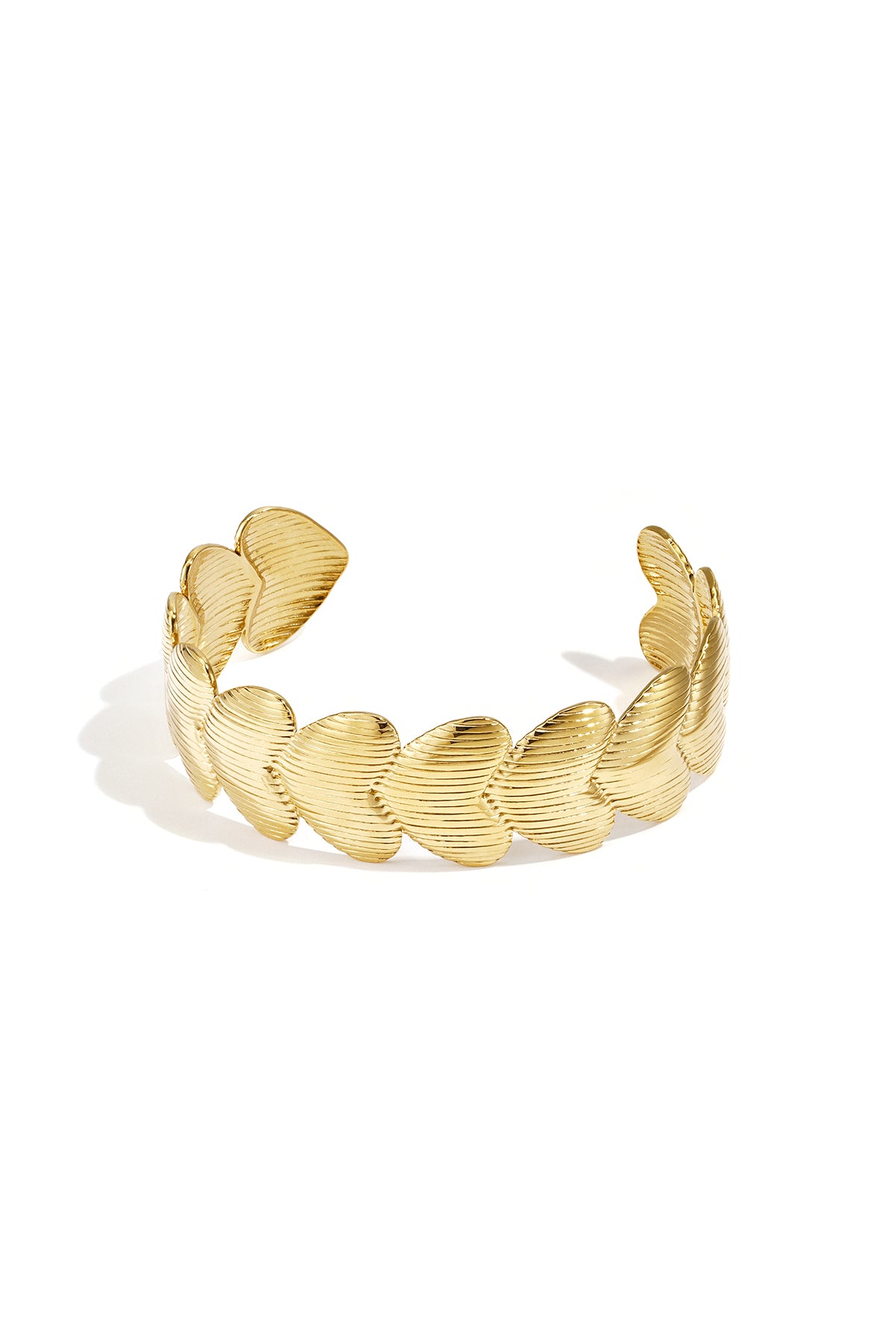 Bracelet jonc en acier inoxydable plaqué or avec cœur pour femme