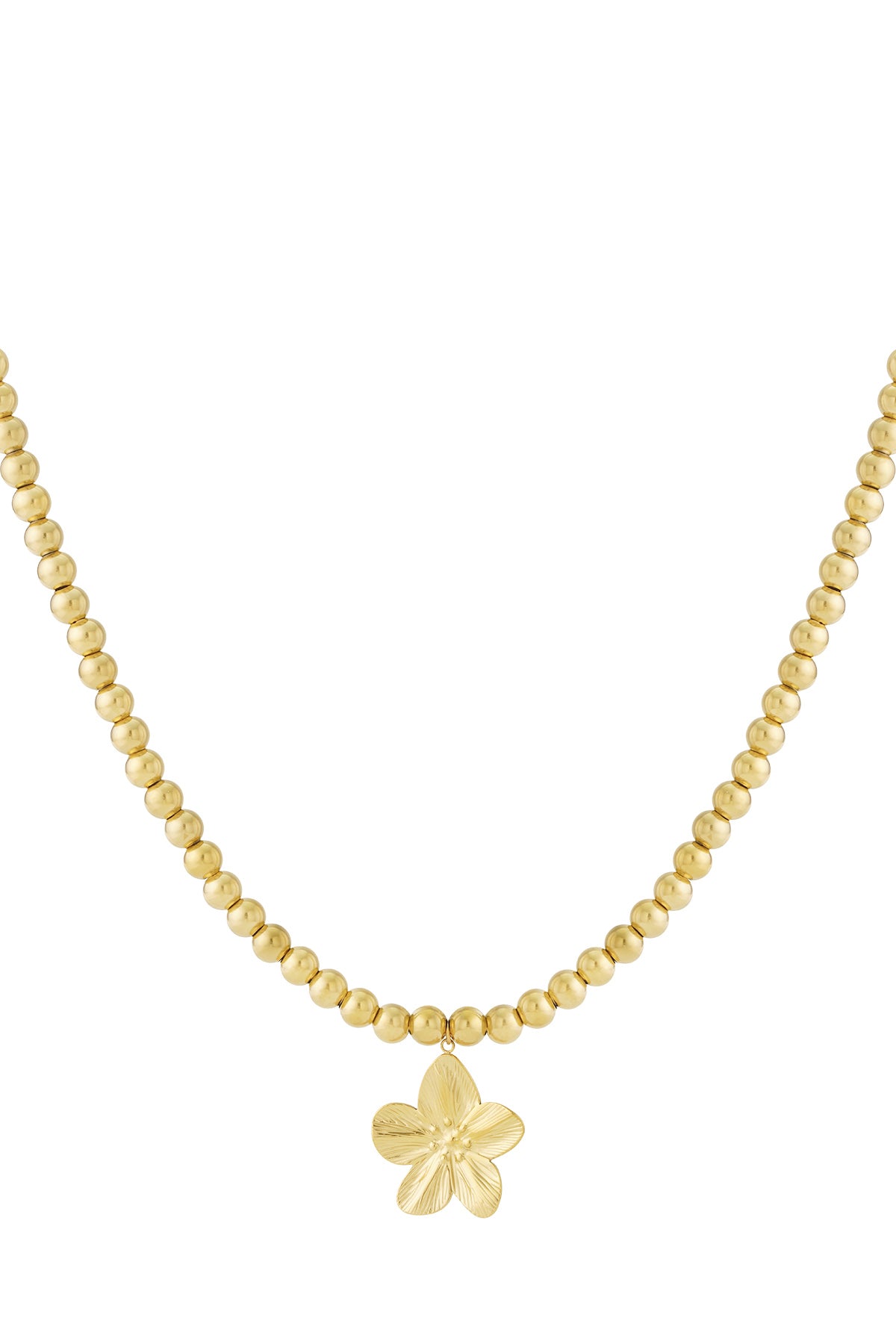 Women's Stainless Steel Beaded Necklace with Floral Motif – Gold-Coloured and Silver-Coloured