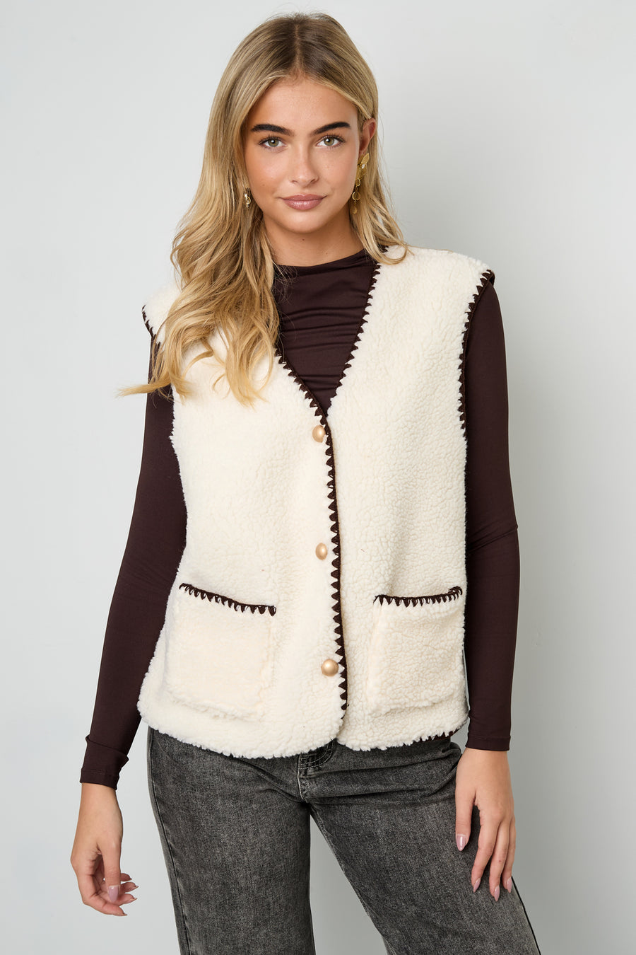 Dames Zoe gilet van polyester met kleurcontrast – productfoto 2