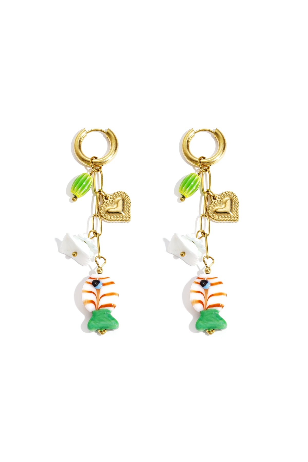 Oorringen met ketting en hangende charms