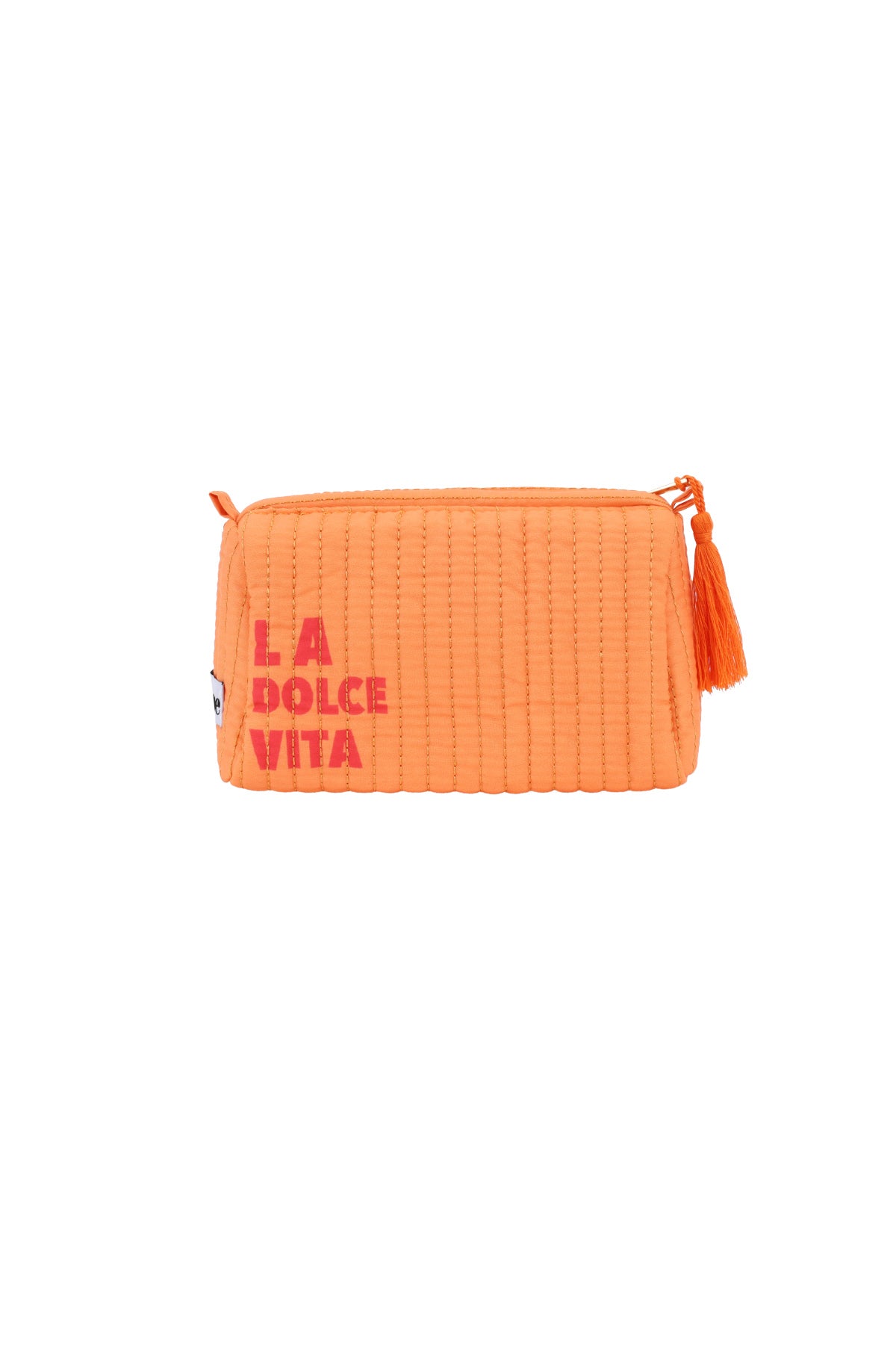 Trousse de maquillage 100 % polyester avec détail lettre – orange – usage quotidien