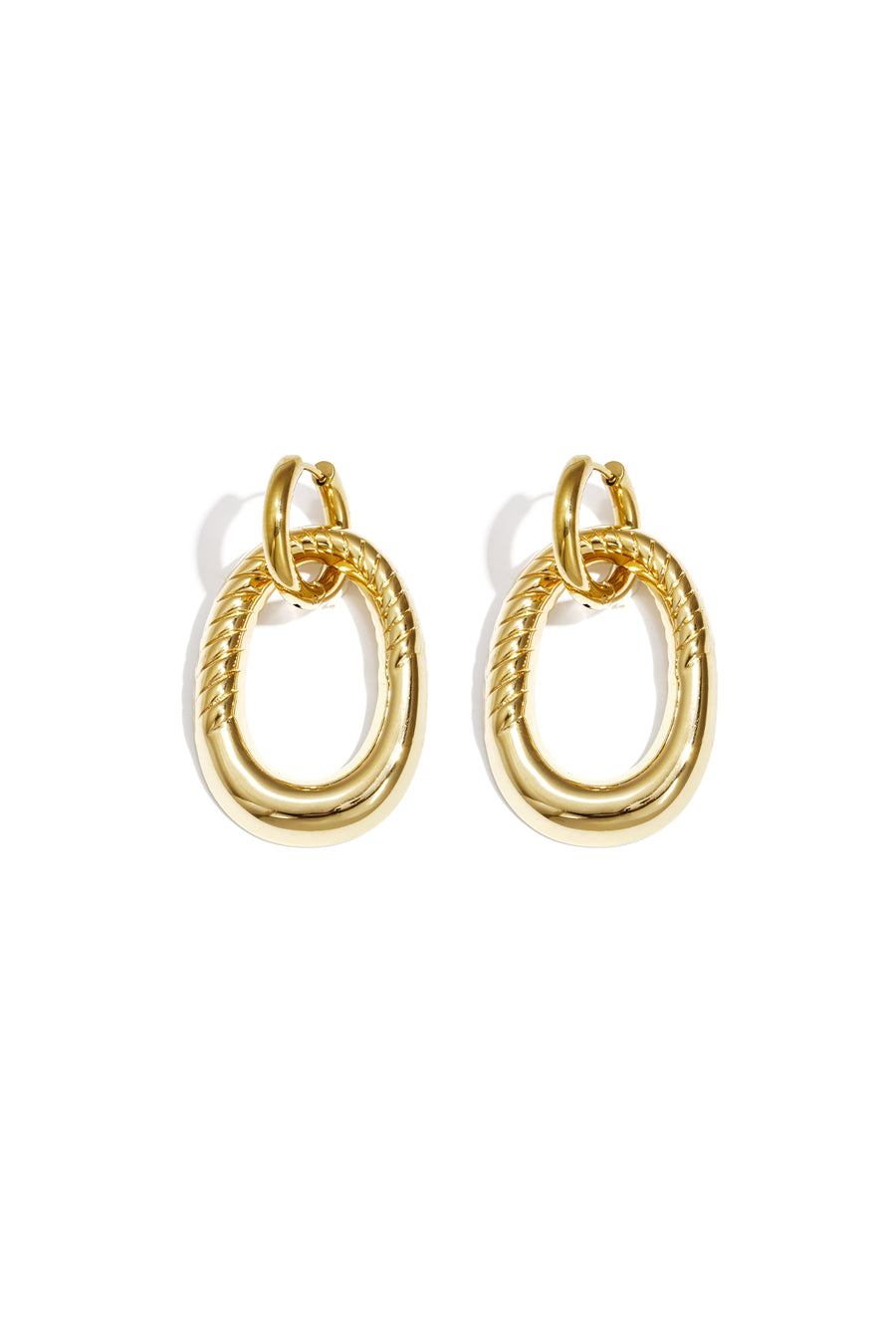Women's Stainless Steel Drop Earrings with Organic Shape – Gold-colored