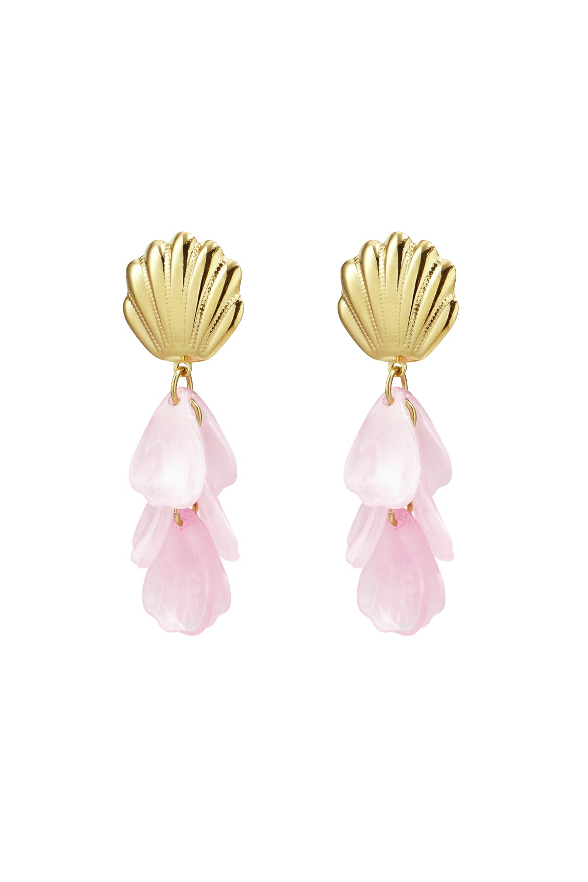 Boucles d'oreilles pendantes en acier inoxydable avec motif coquillage – plusieurs couleurs