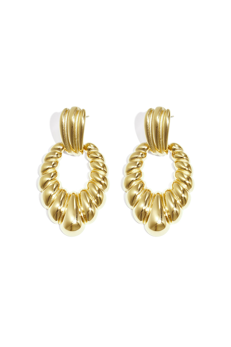 Boucles d'oreilles pendantes en acier inoxydable de forme organique pour femmes – couleur or