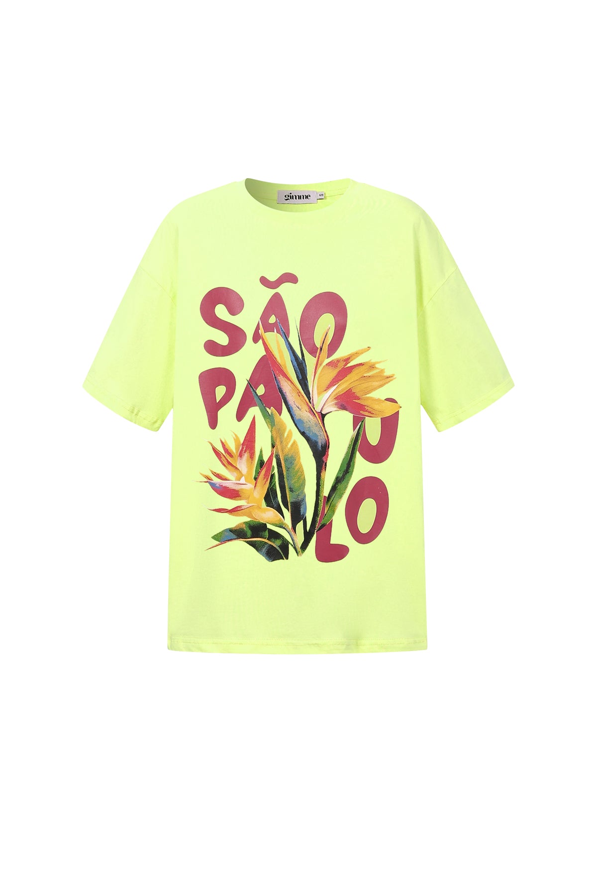 T-shirt pour femme à imprimé tropical et col rond – São Paulo