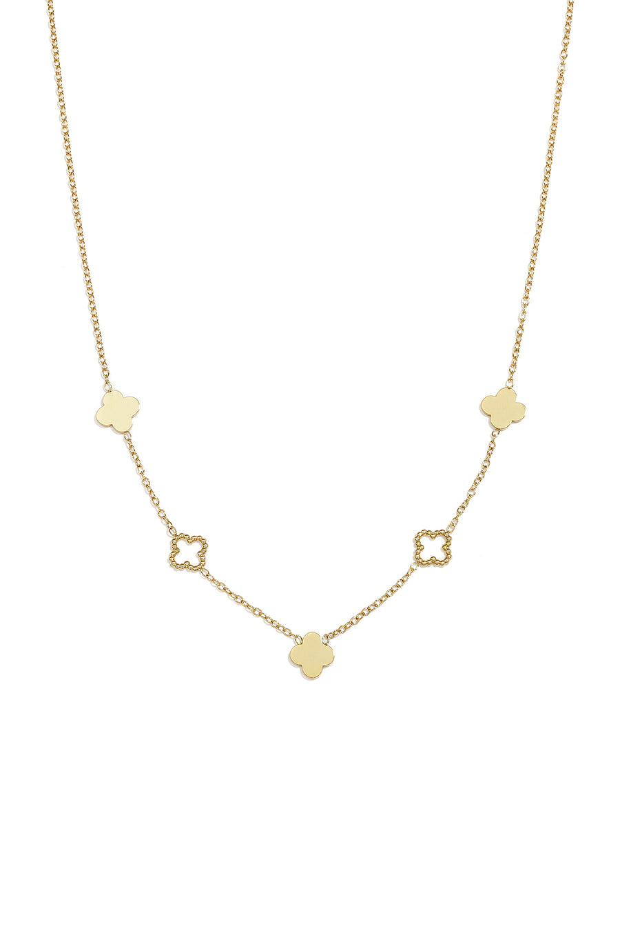 Collier pour femme avec pendentif en acier inoxydable motif trèfle – couleur or