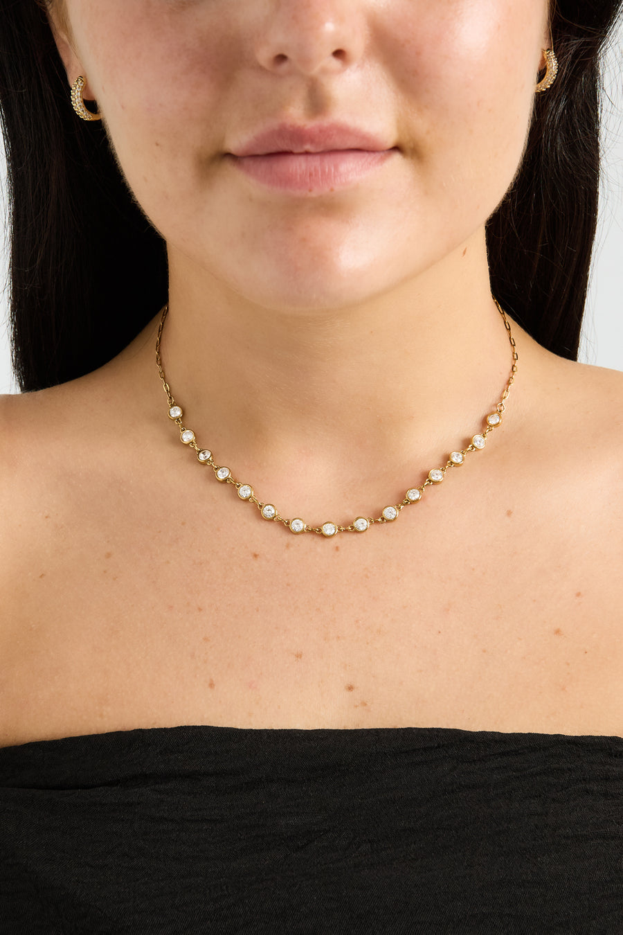 Ketting met ronde zirkonia steentjes