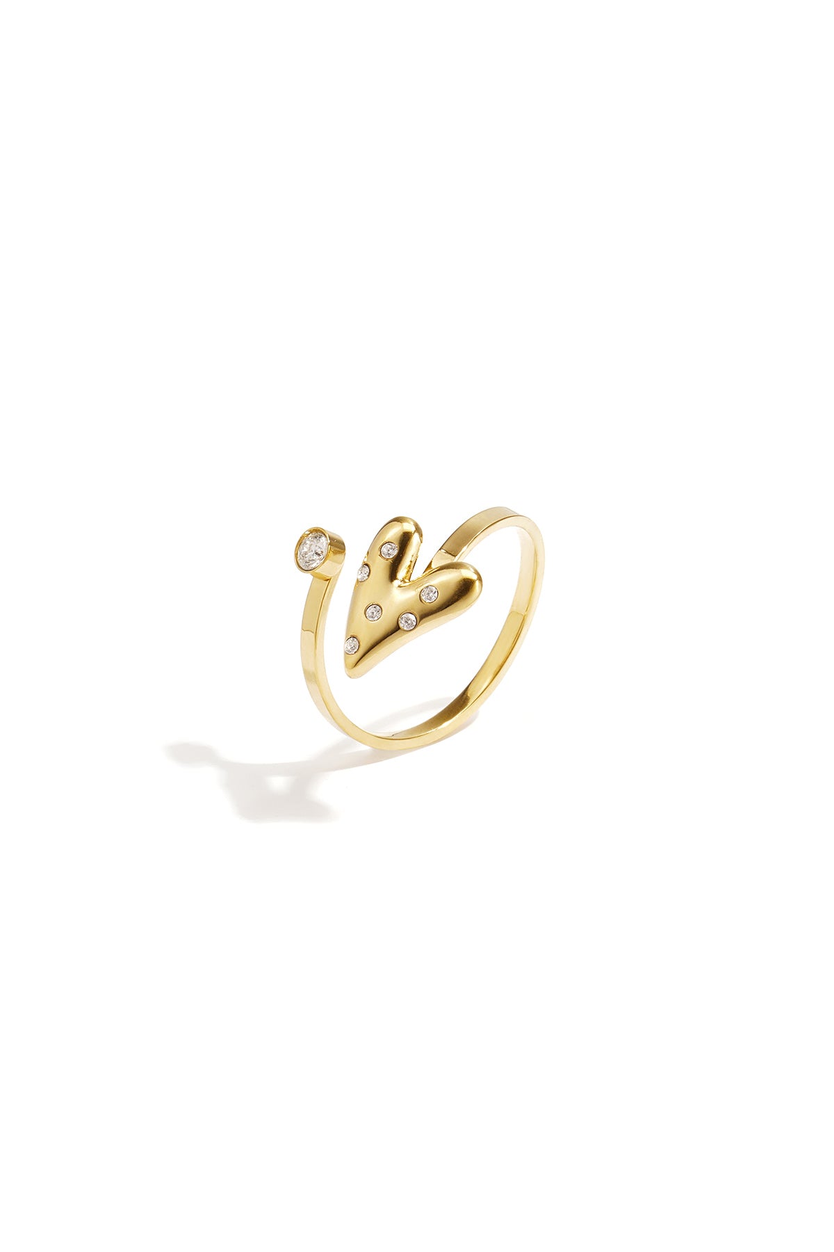 Bague minimaliste pour femme en acier inoxydable avec cœur – dorée