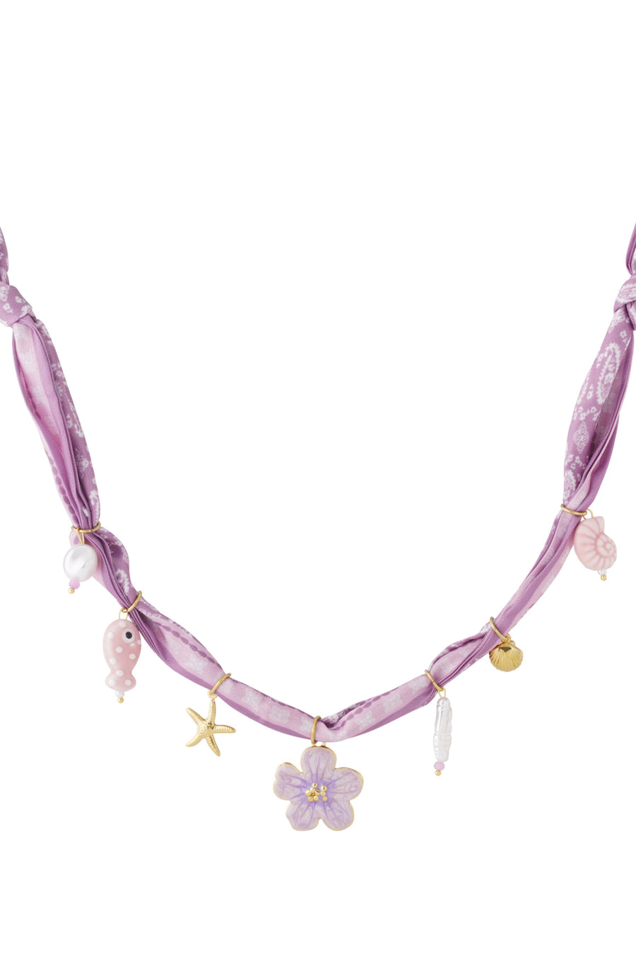 Collier tressé pour femme en polyester, céramique, perle d'imitation, émail, acier inoxydable