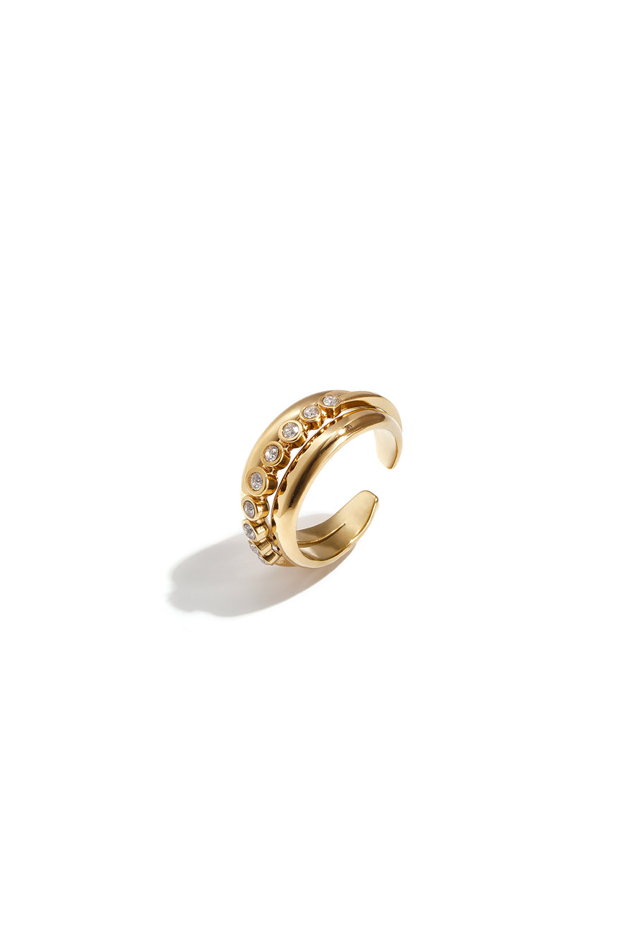 Bague minimaliste pour femme en acier inoxydable avec points – couleur or et argent