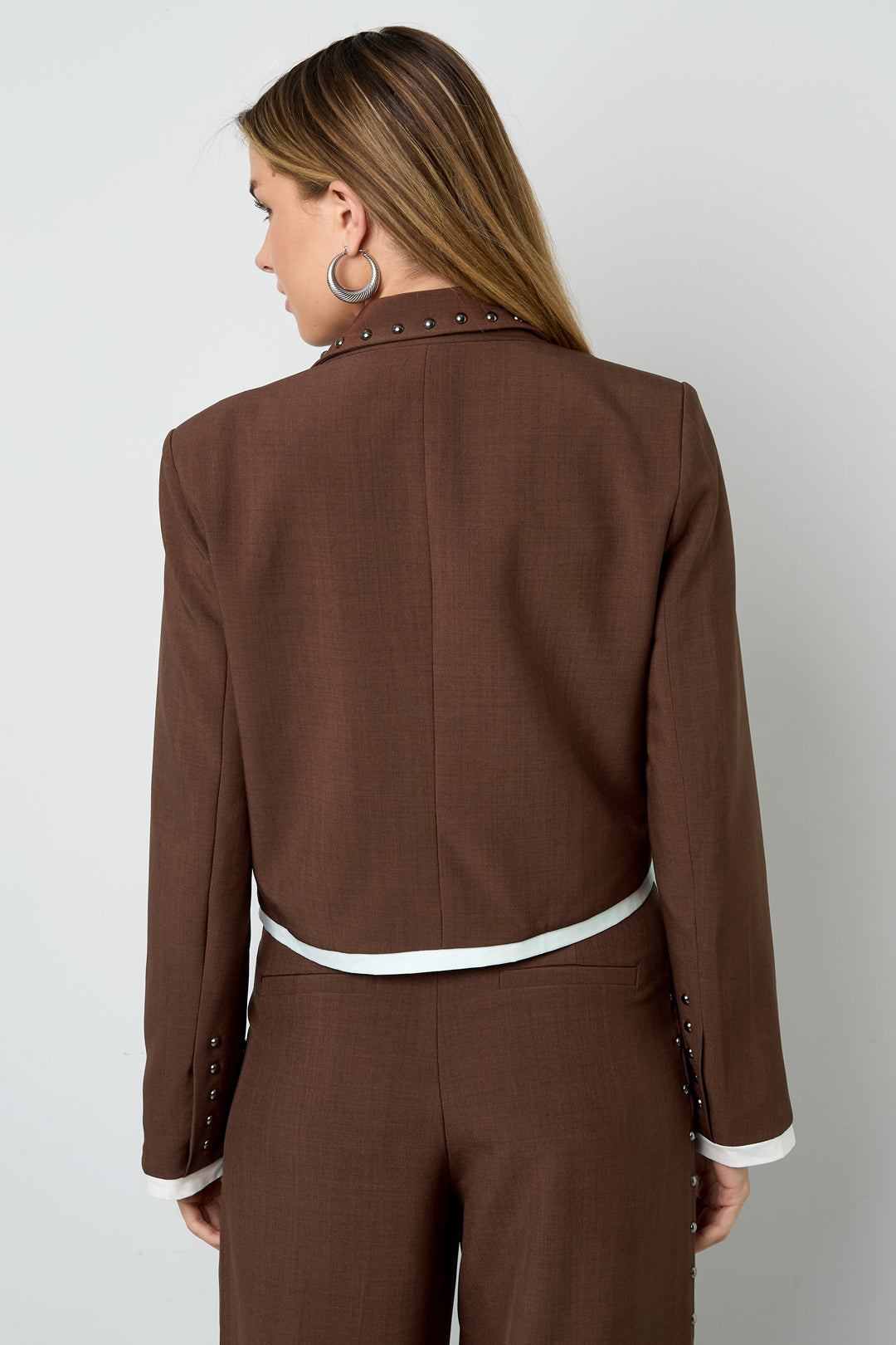 Dames streetstyle pak van polyester in bruintinten – productfoto 7
