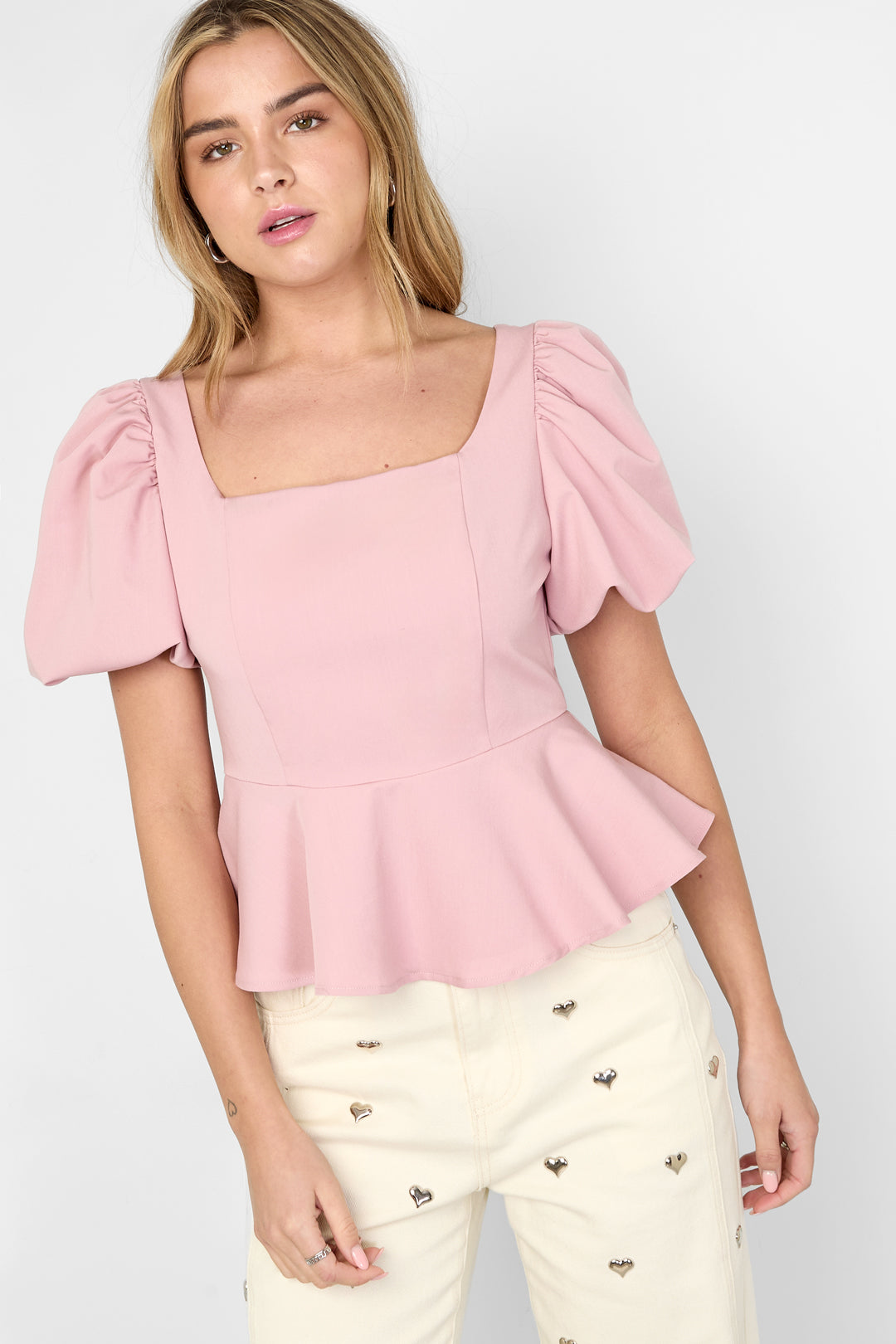 Dames Ariana top van polyester in drie effen kleuren – productfoto 3