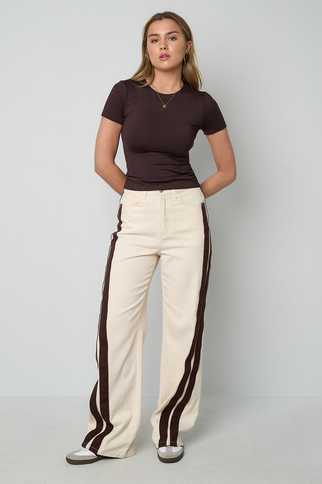 Women's straight-leg jeans with a striped pattern – Statement Stripe – image 5
