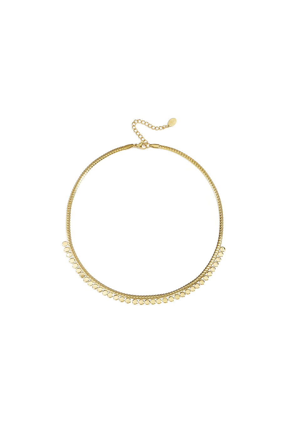 Collier à maillons en acier inoxydable à pois pour femme - Argent et or