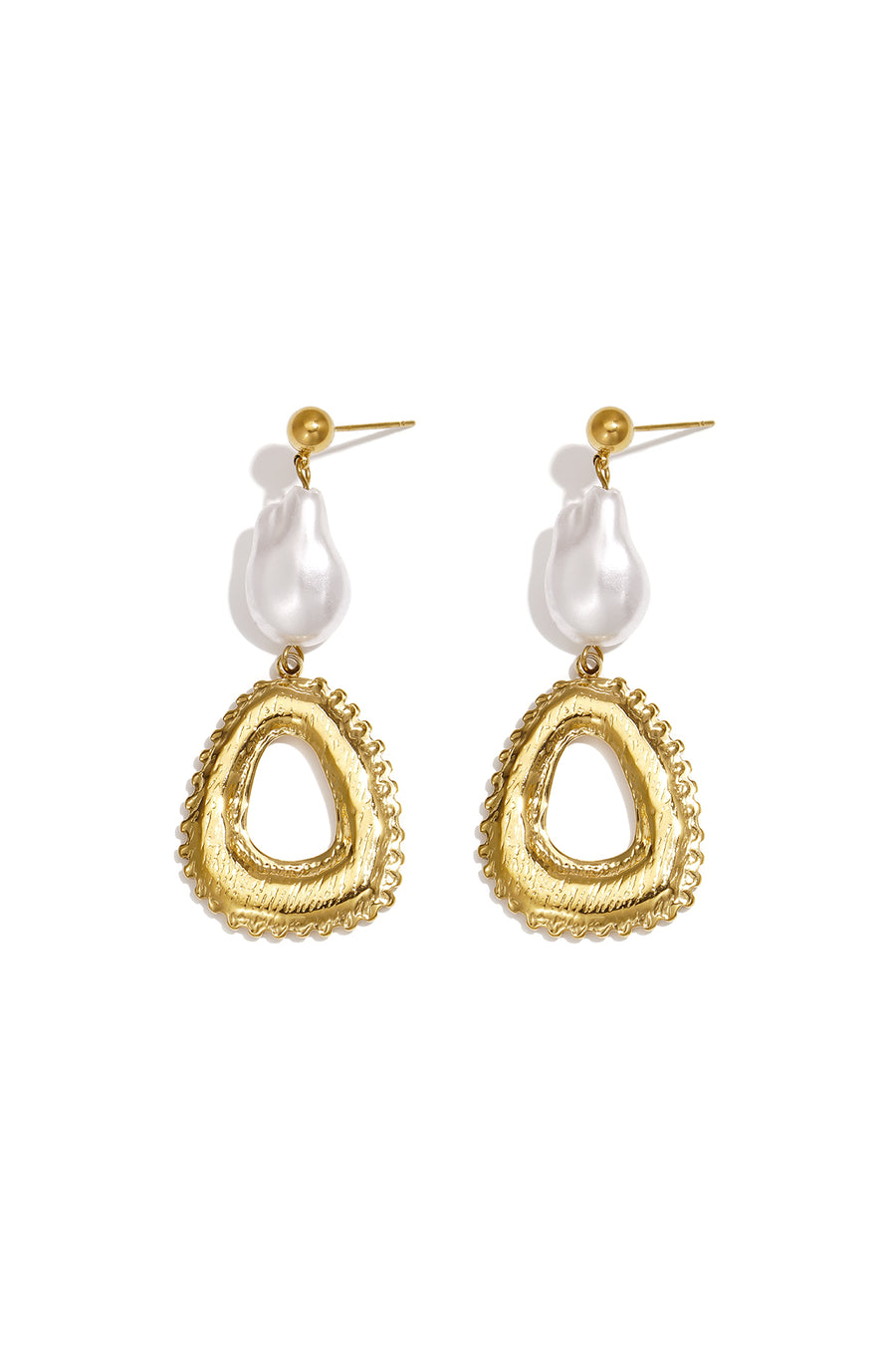 Boucles d'oreilles pendantes ovales en acier inoxydable pour femmes – couleur or