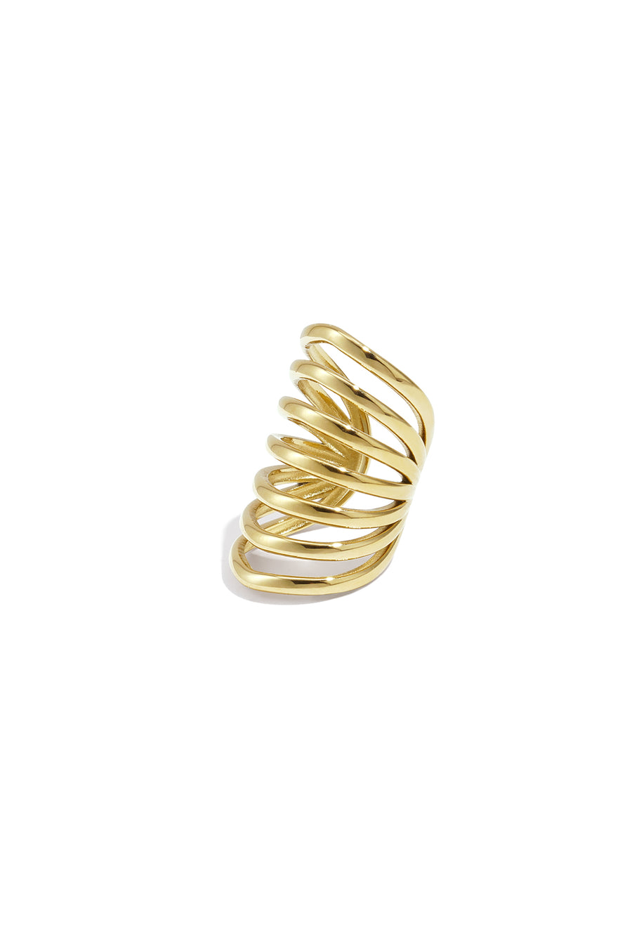 Ear cuff pour femmes en acier inoxydable avec motif linéaire – couleur or