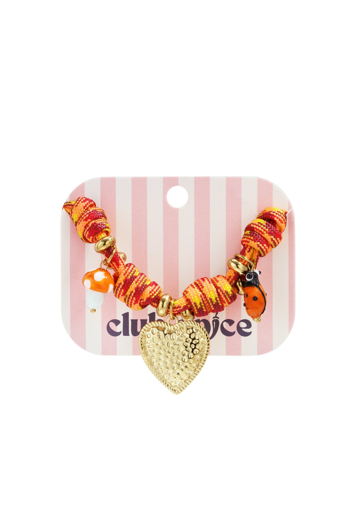 Braided women's cord bracelet with heart shape – orange – casual – image 3