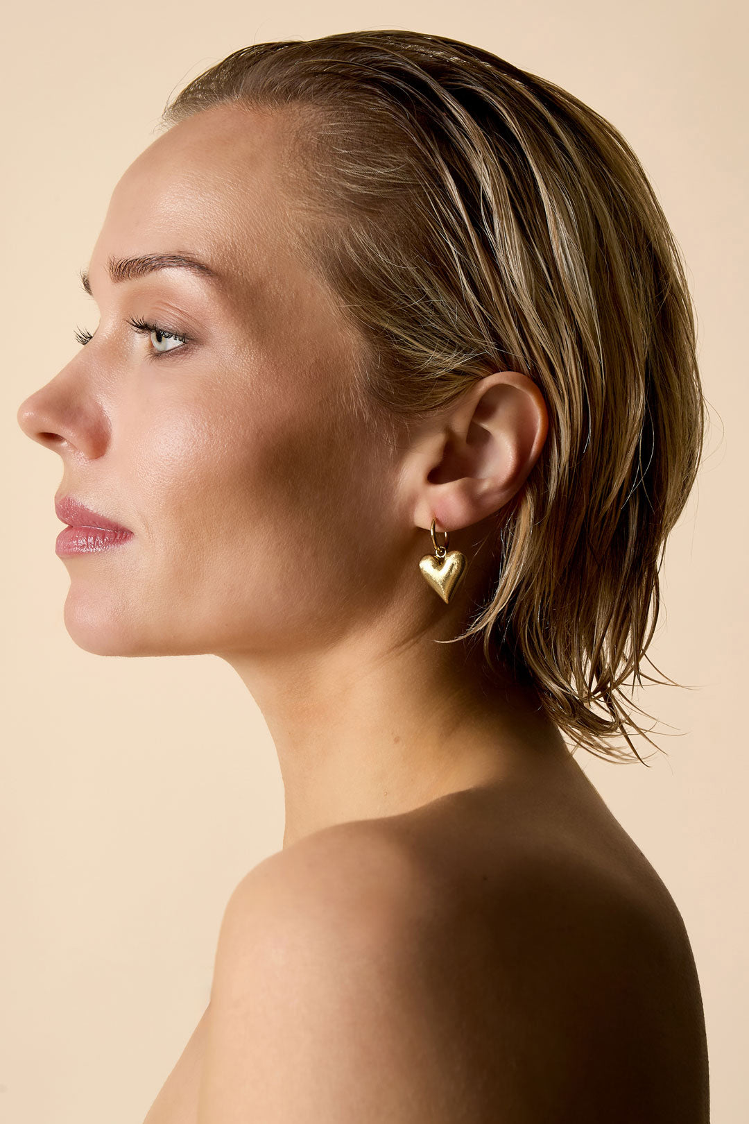 Dangle Earrings for Women, 304 Stainless Steel, Heart-Shaped – Gold-Colored – image 2