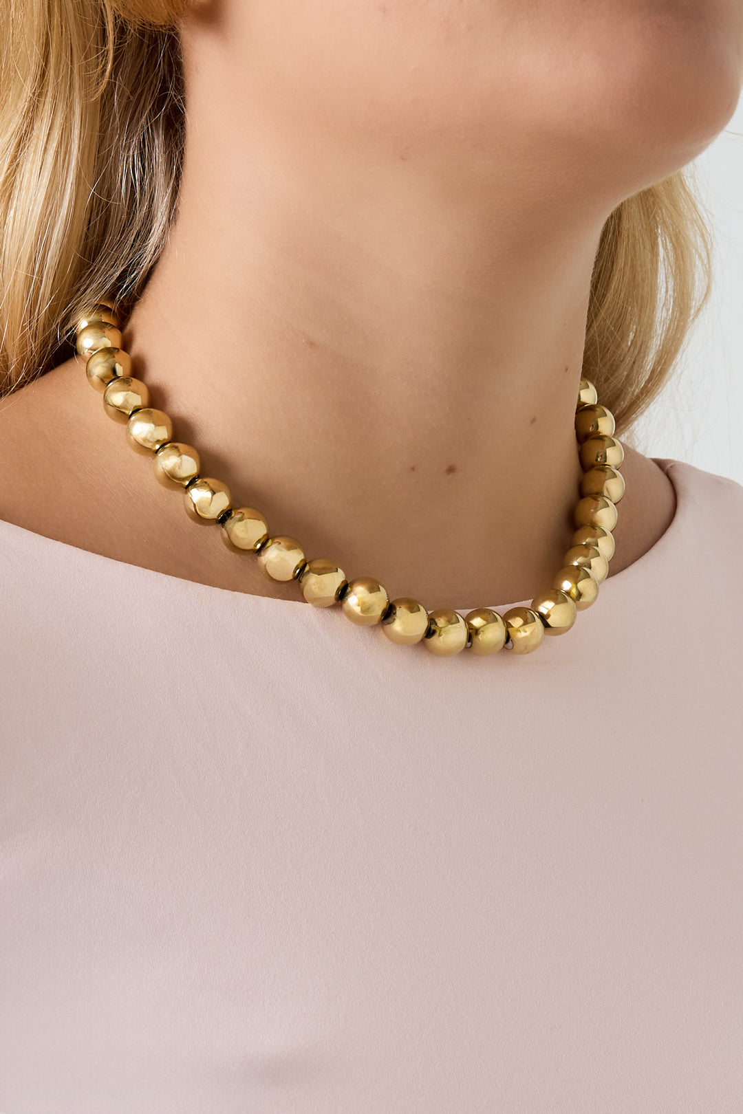 Collier de perles pour femme en acier inoxydable – doré et argenté – photo 2