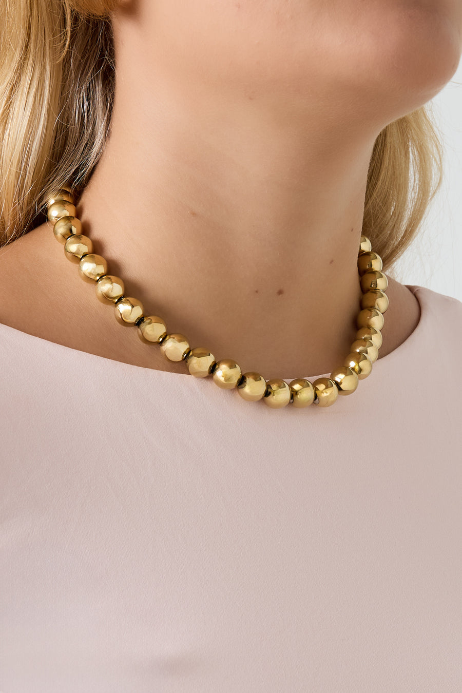 Collier de perles pour femme en acier inoxydable – doré et argenté