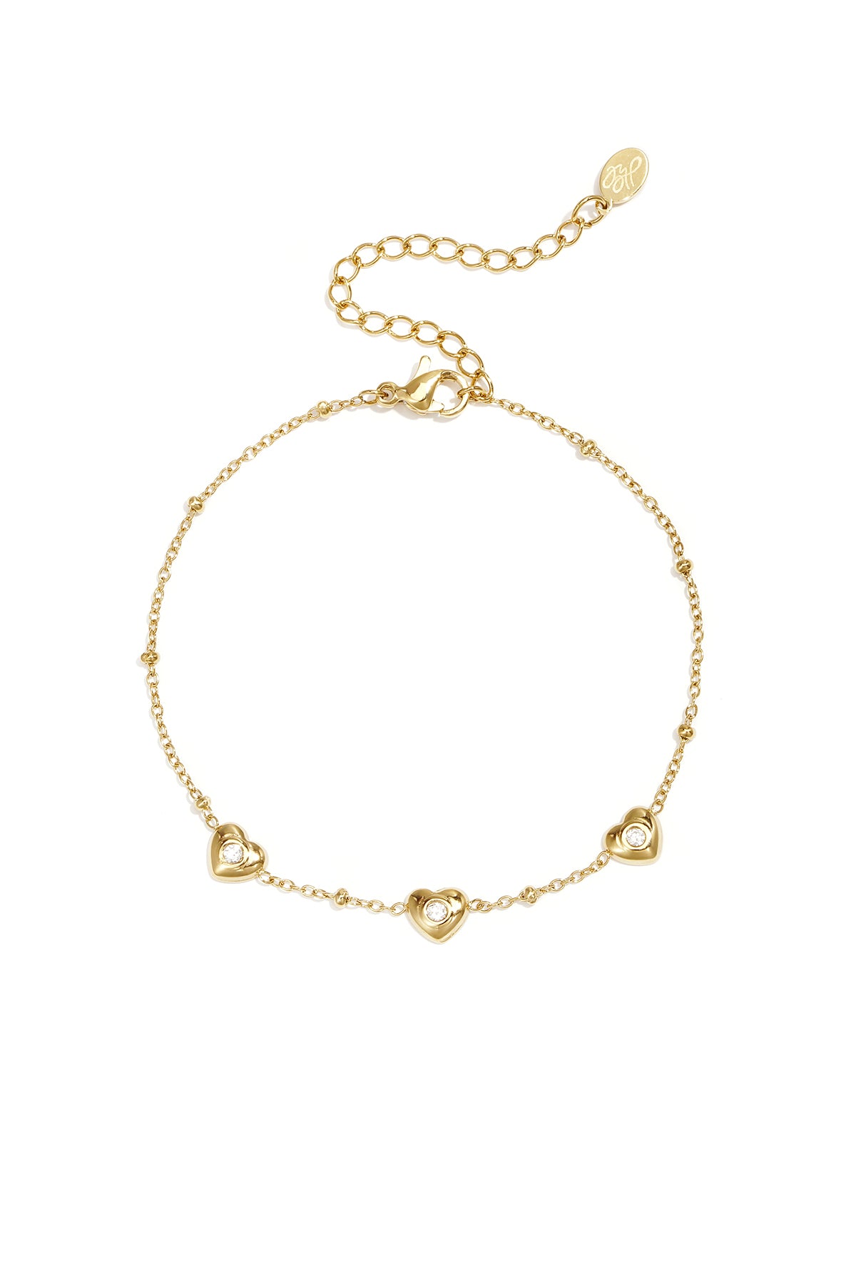 Women's Stainless Steel Heart Charm Bracelet – Gold and Silver Tone