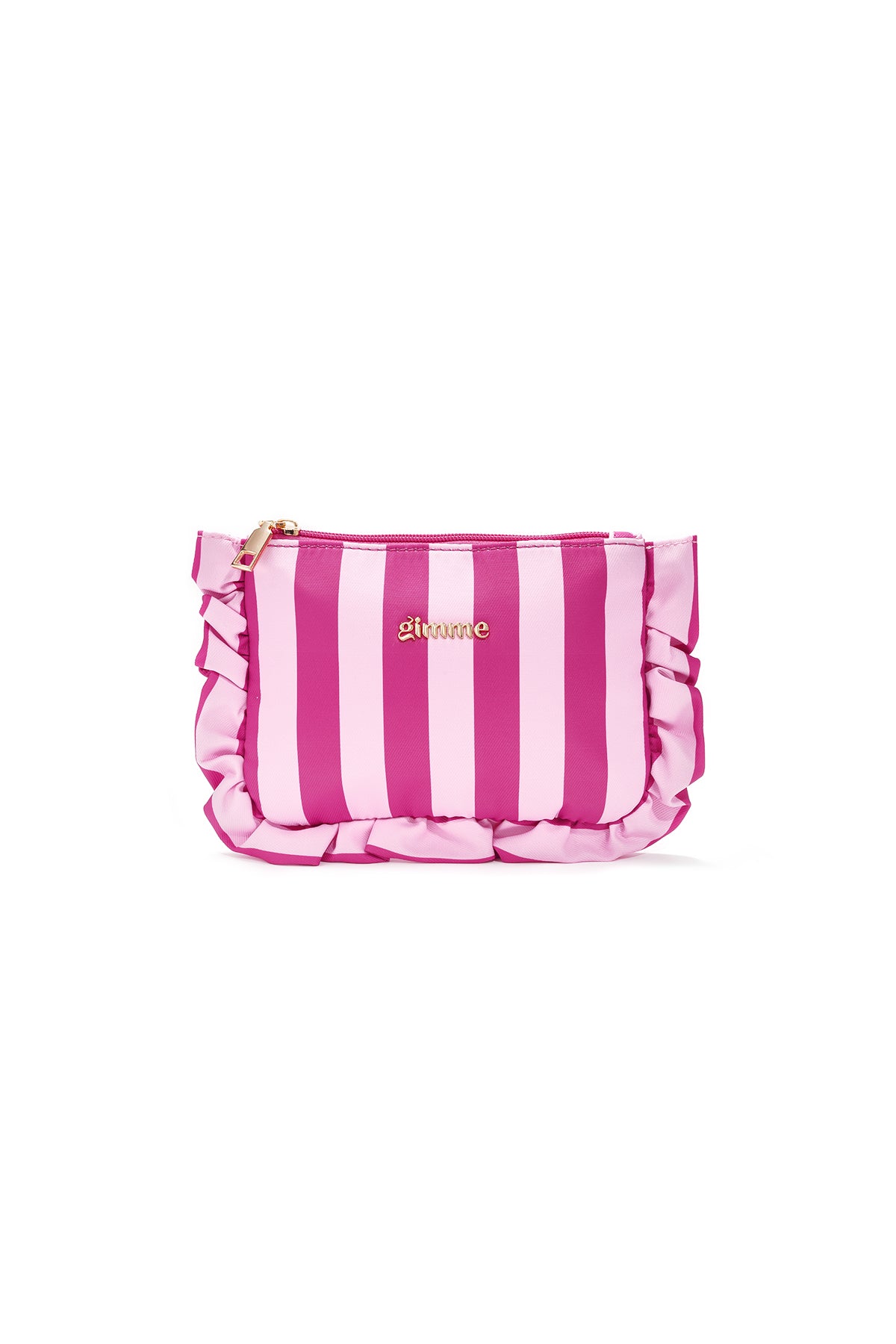 100% polyester makeup bag with stripes – brown and pink – minimalist
