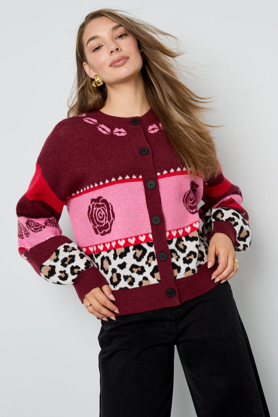 Cardigan en maille pour femme à imprimé floral