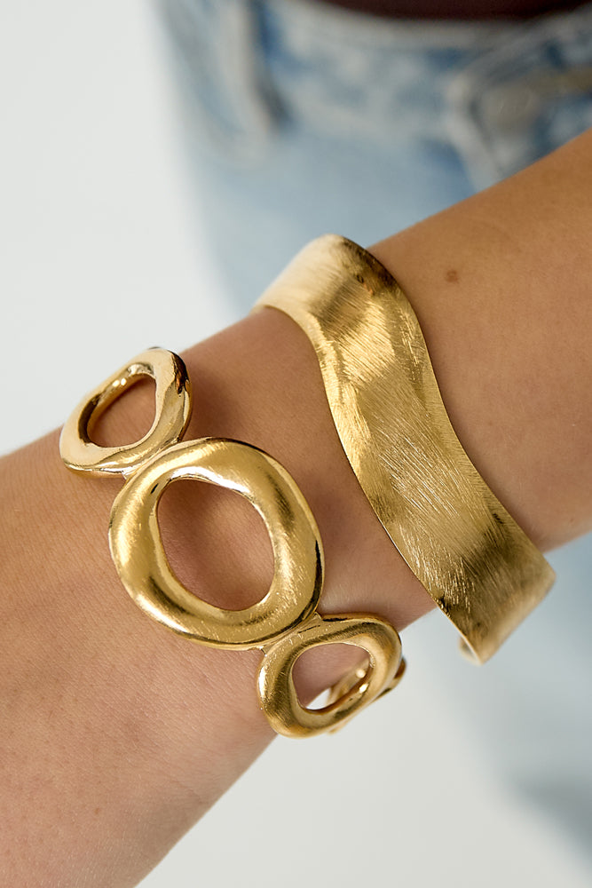 Women's Cuff Bracelet Stainless Steel Organic Shape – Gold-Plated – image 2