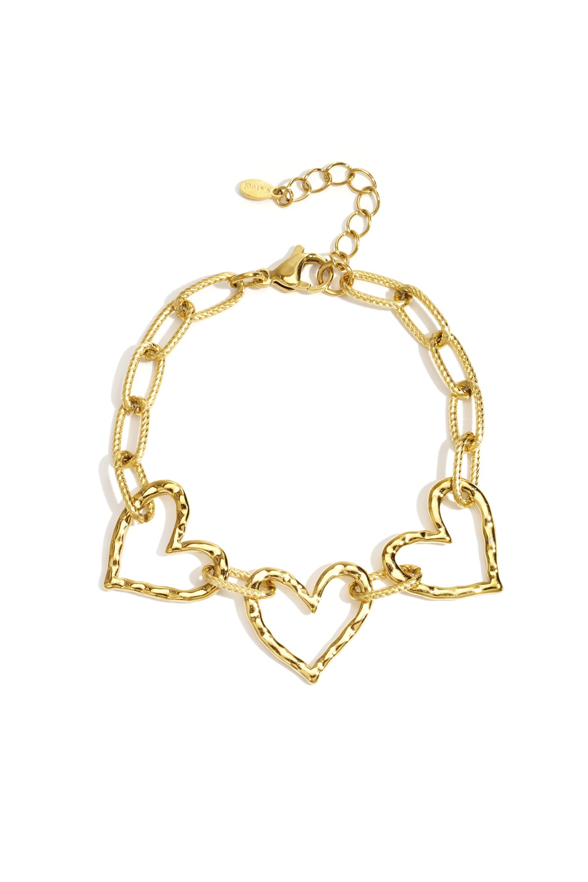 Bracelet à maillons pour femme en acier inoxydable avec motif cœur et détails de maillons – plusieurs couleurs