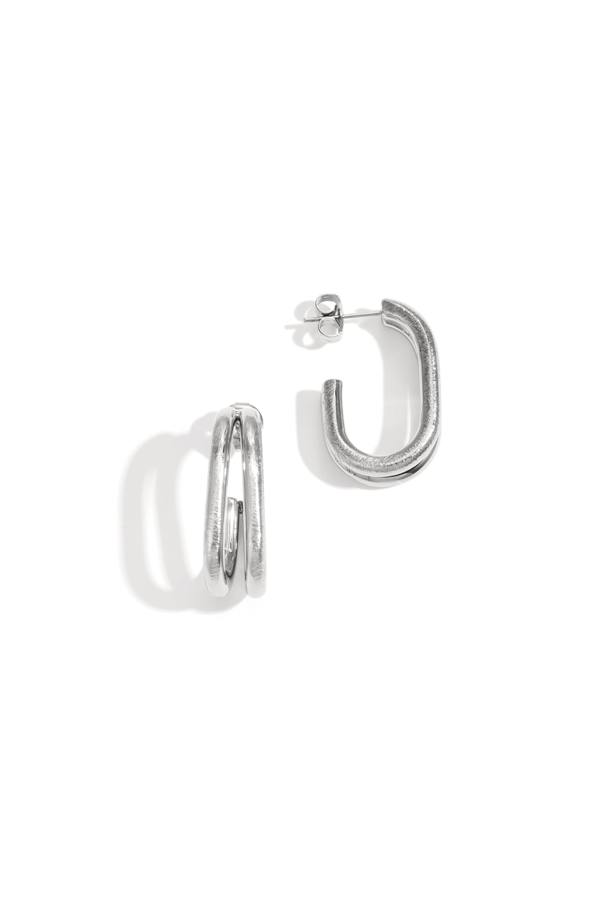 Boucles d'oreilles créoles pour femmes en acier inoxydable 304 avec motif linéaire – couleur or